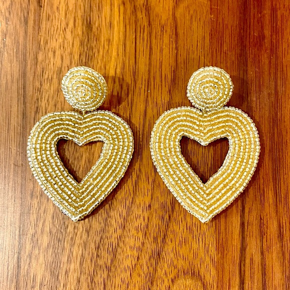 Urban Outfitters Jewelry - Beaded Gold Heart Earrings